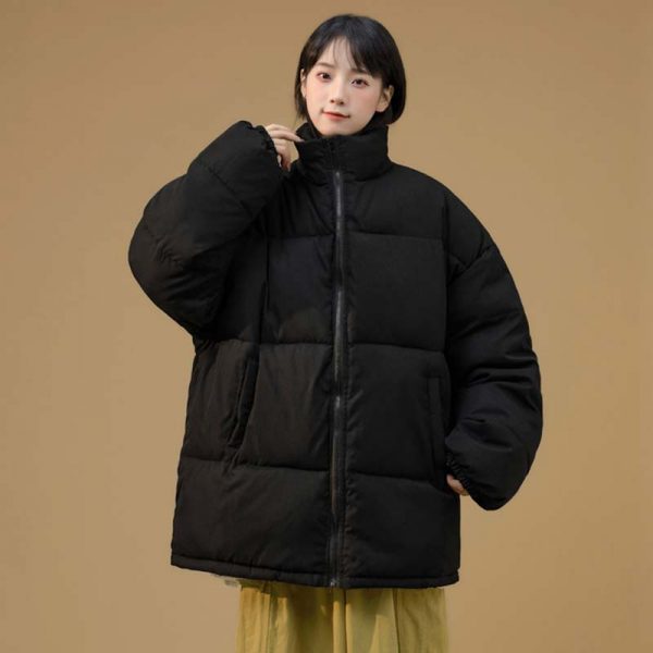 Pure Color Loose Zipper Coat - Modakawa Modakawa