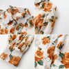 Vintage Floral Print Lapel Casual T-Shirt - Modakawa Modakawa