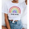 Rainbow Letter Print Casual T-Shirt - Modakawa modakawa